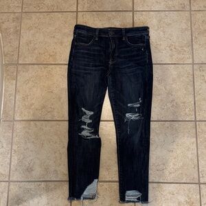 American Eagle Outfitters Black Distressed Ankle Jeans